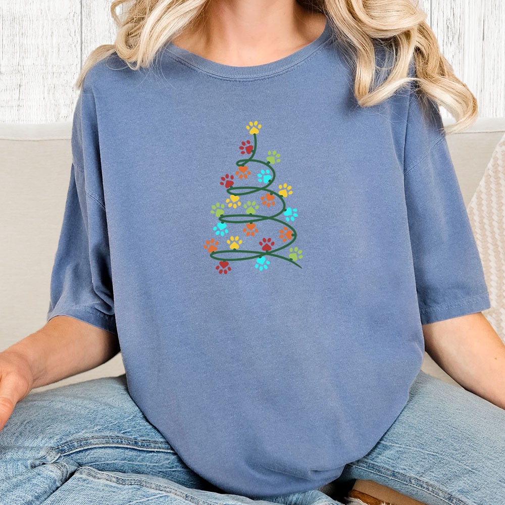 Comfort Colors  Holiday Spiral Tree Vintage Washed Tee - Blue Jean