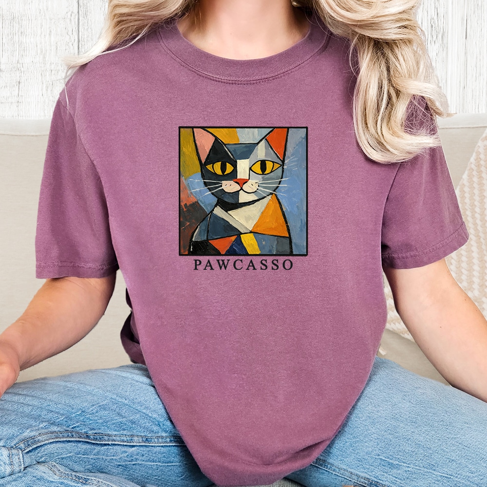 Comfort Colors PAWCASSO Vintage Washed Tee - Berry