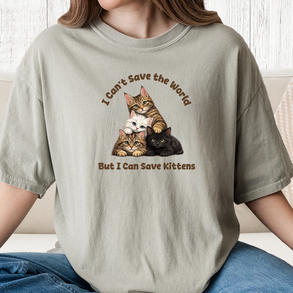 Comfort Colors I Can Save Kittens Vintage Washed Tee - Sandstone