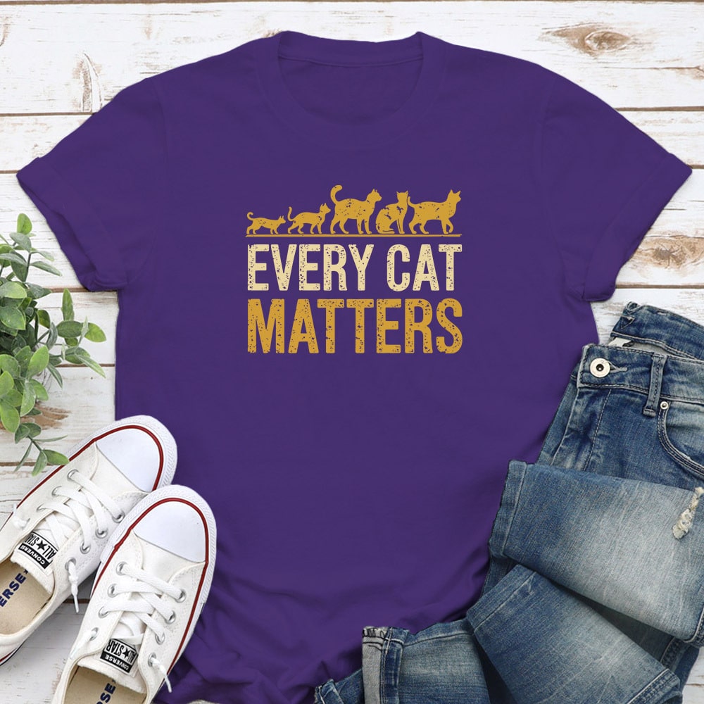 Every Cat Matters- Heart Of Gold Tee Purple