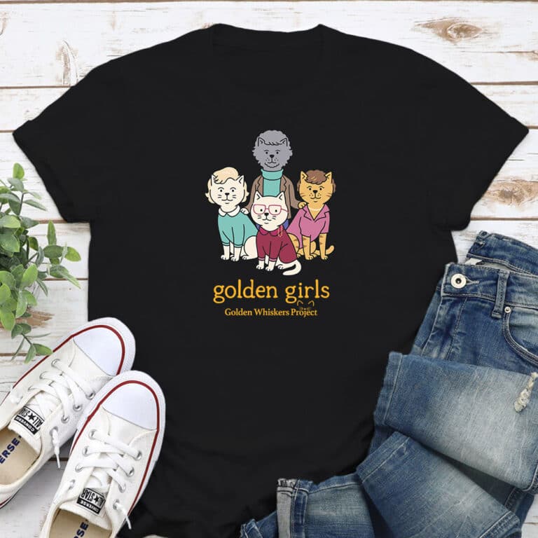 Golden Whiskers Project Golden Girls Standard Tee Black - Help Save a Senior Cat