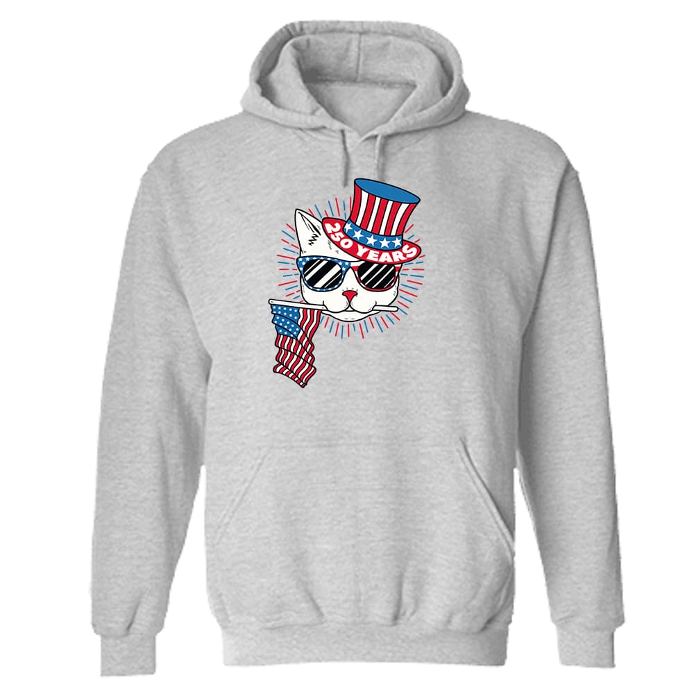 Red, White & Meow – 250 Years Hoodie Heather Grey