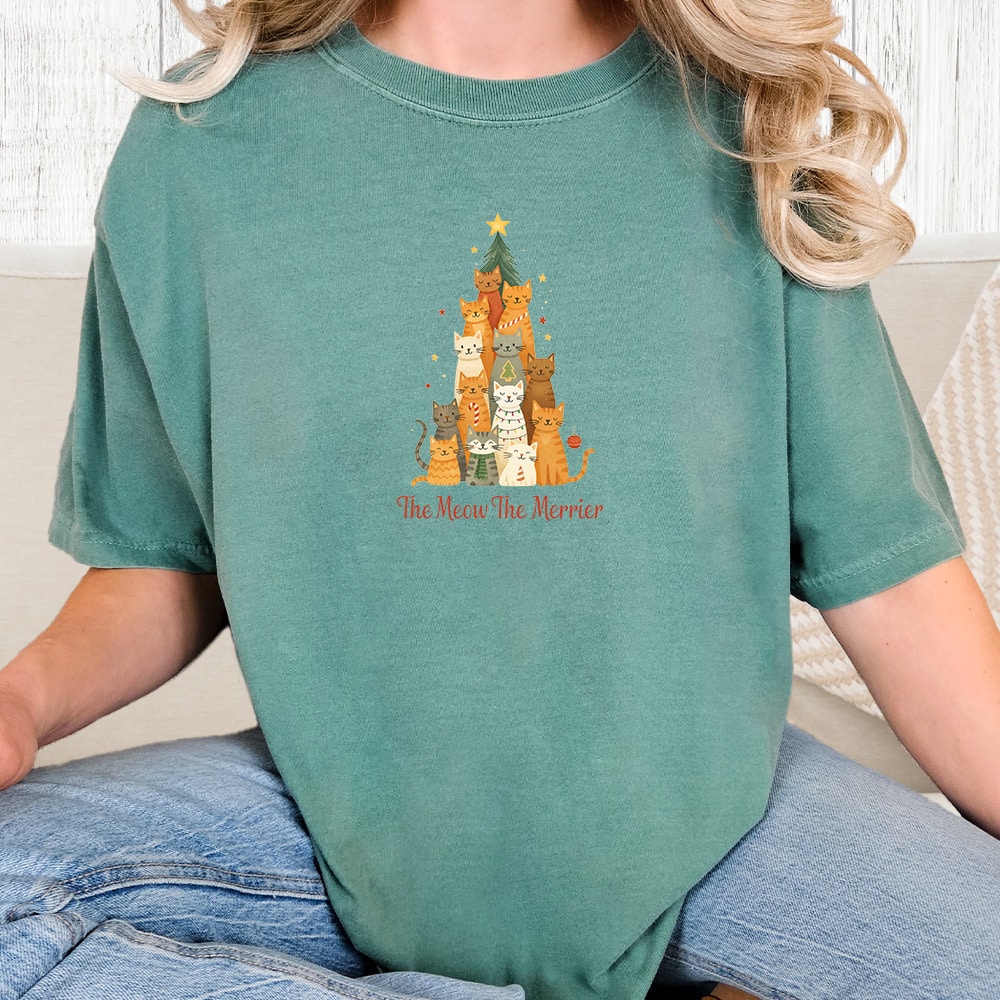 Comfort Colors The Meow The Merrier Vintage Washed Tee - Sea foam